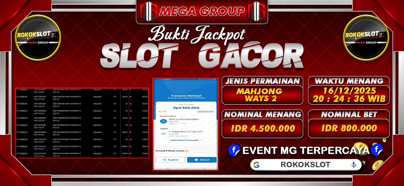 Bukti JP situs Rokokslot hari Selasa, 16 Desember 2025