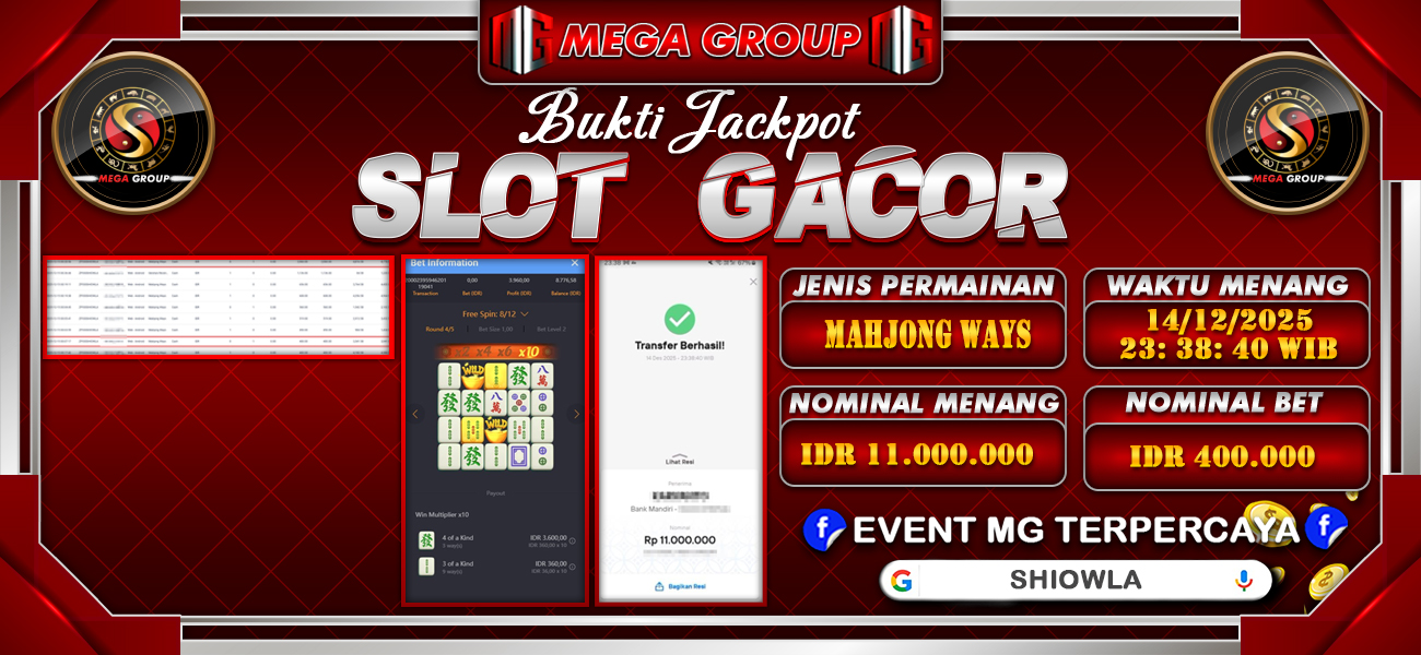 Bukti JP situs Shiowla hari Minggu, 14 Desember 2025